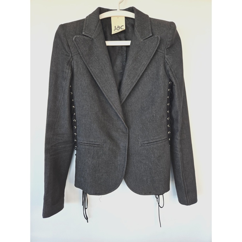 Vtg Jac by Jacqueline Blazer Canada 90s Sharp Shoulder Y2K Gothic Grunge Festive